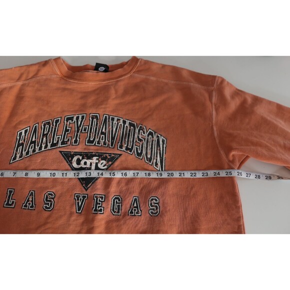 Vintage 90s Harley Davidson Orange Crewneck Sweatshirt Las Vegas Cafe Men’s - Picture 9 of 11